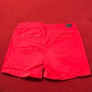 Red jean shorts